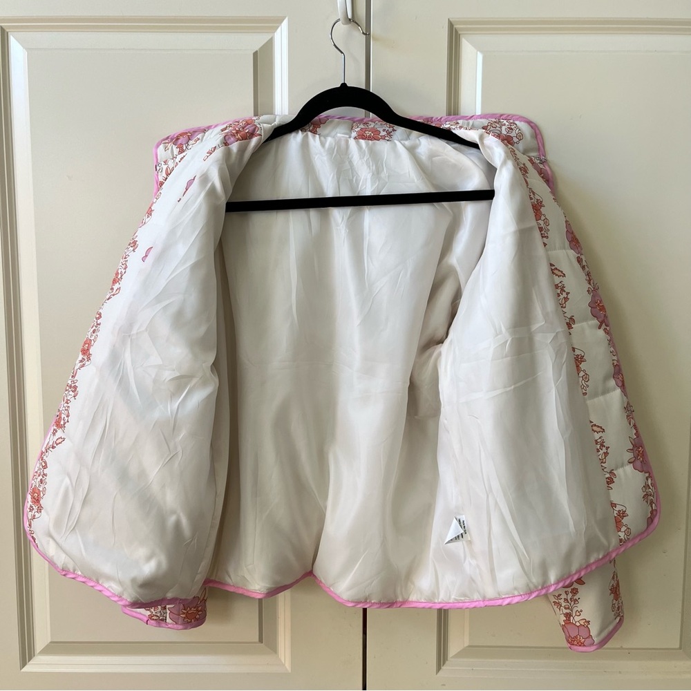 NWOT Women Floral Quilted Puffer Jacket Cropped Lightweight Patchwork Vintage - Picture 8 of 9